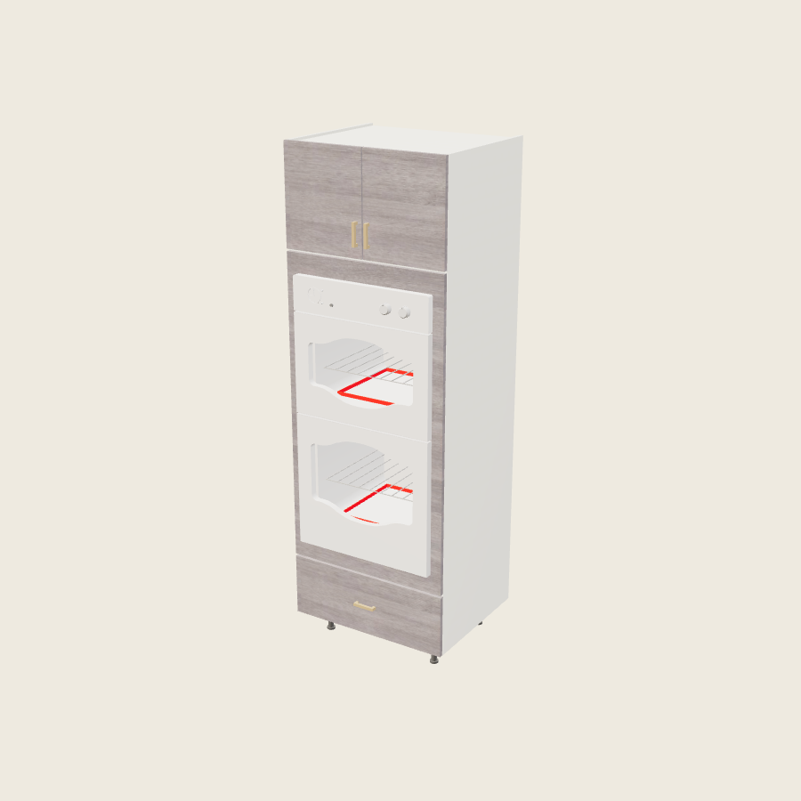 Torino Gray Wood Tall Double Oven One Drawer Utility Cabinet - TOD3089 — 2020 catalog rendering; finish and installed options are illustrative