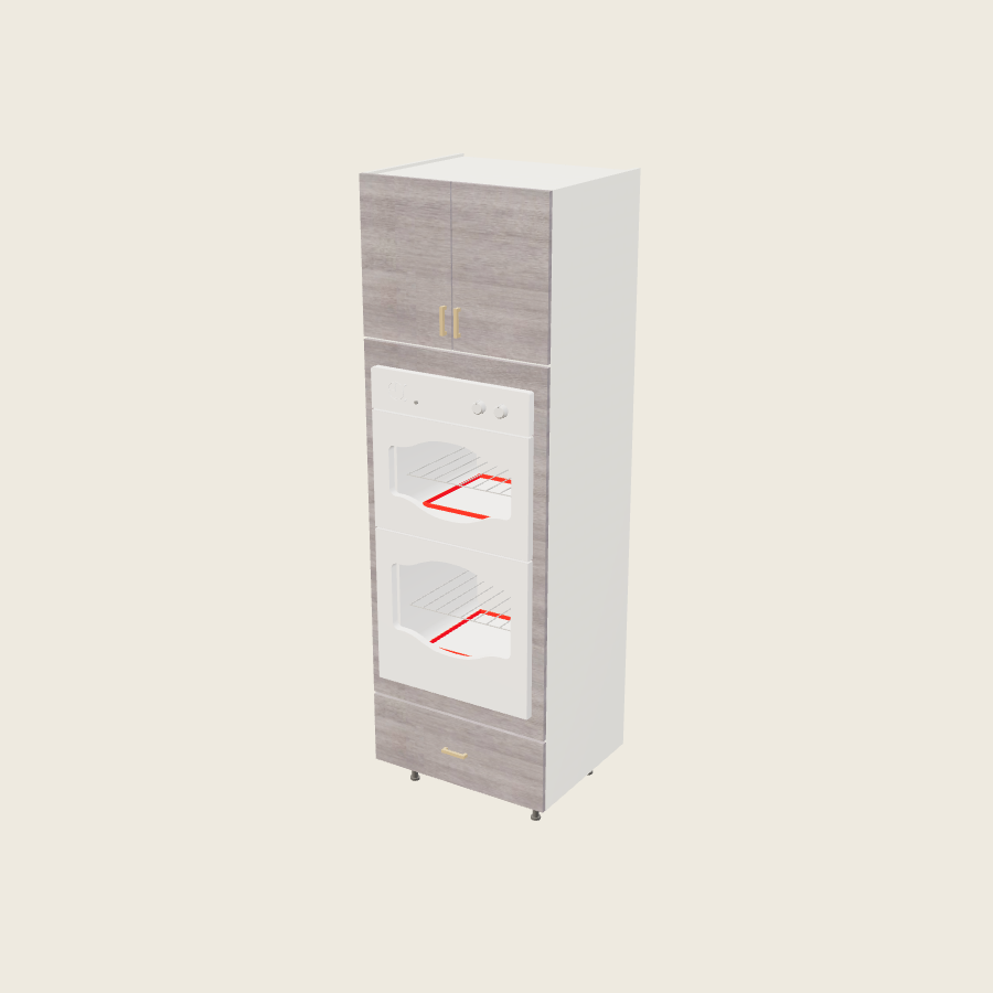 Torino Gray Wood Tall Double Oven One Drawer Utility Cabinet - TOD3094 — 2020 catalog rendering; finish and installed options are illustrative