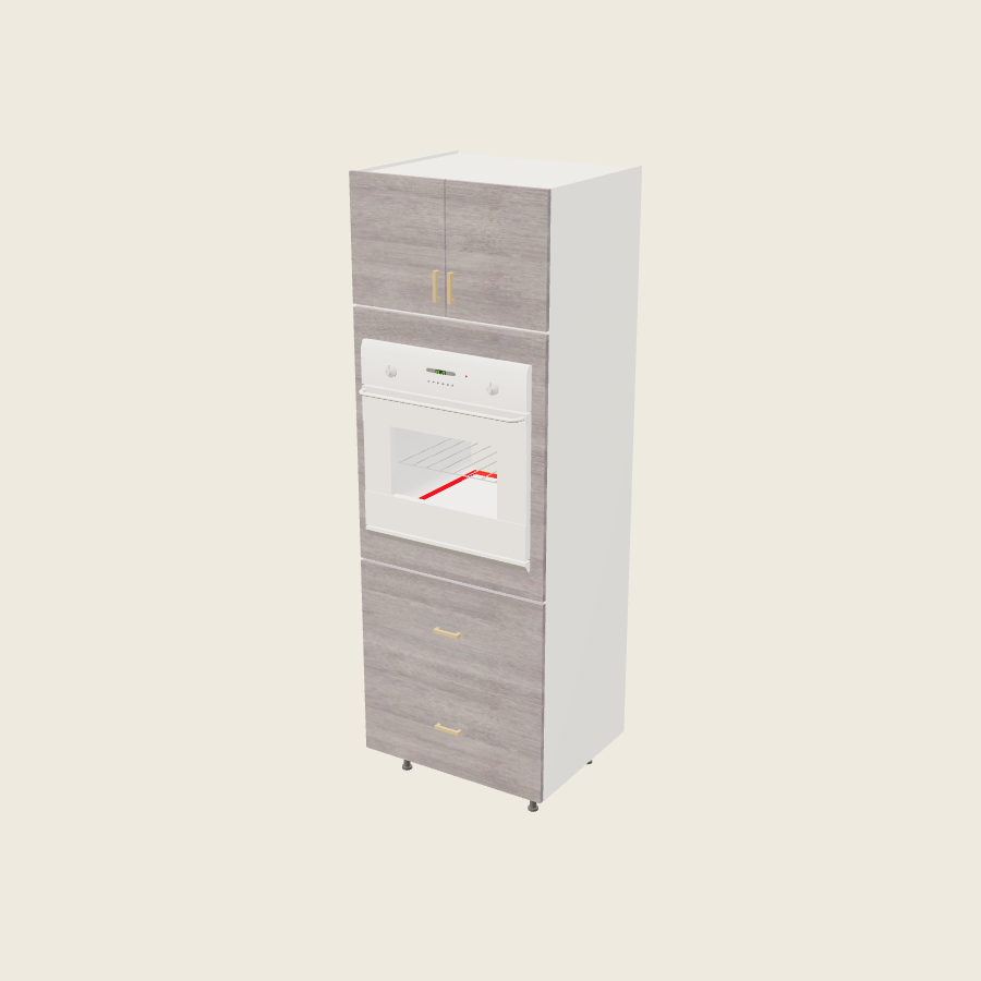 Torino Gray Wood Tall Single Oven Two Drawer Utility Cabinet - TOS2DB3089 — 2020 catalog rendering; finish and installed options are illustrative