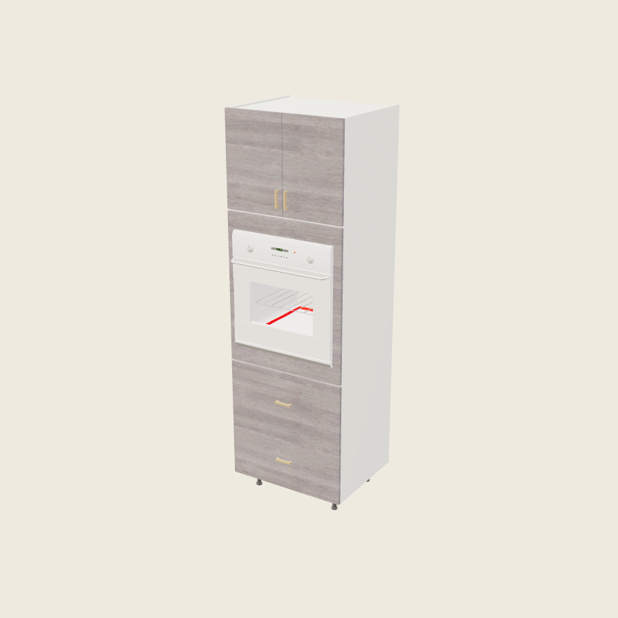 Torino Gray Wood Tall Single Oven Two Drawer Utility Cabinet - TOS2DB3094 — 2020 catalog rendering; finish and installed options are illustrative