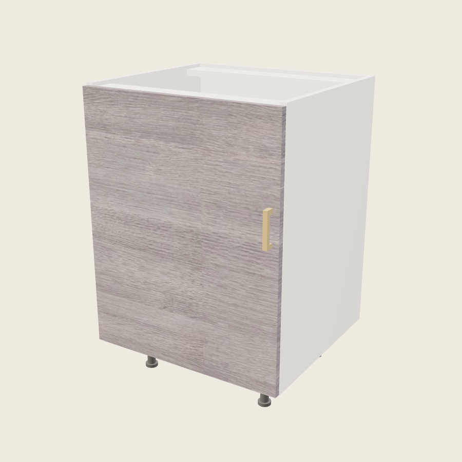 Torino Gray Wood Single Door Single False Drawer Front Vanity Sink Base - VSB24S — 2020 catalog rendering; left-hand arrangement shown; finish and installed options are illustrative