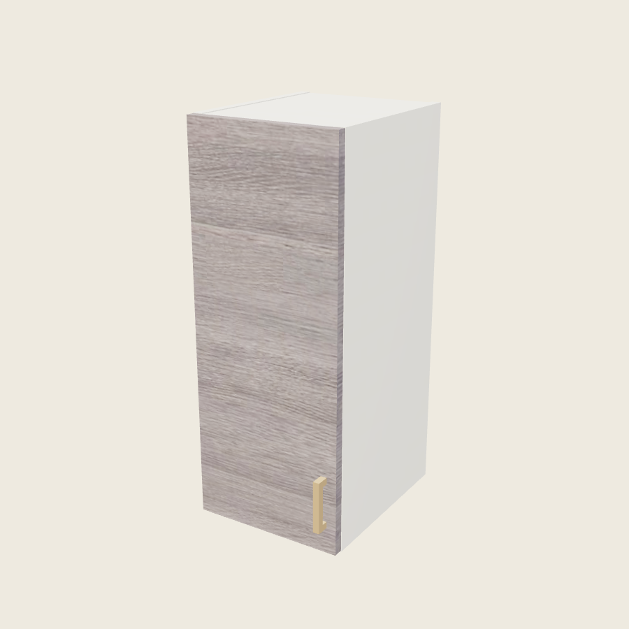 Torino Gray Wood Single Door Wall Cabinet - W1230 — 2020 catalog rendering; left-hand arrangement shown; finish and installed options are illustrative