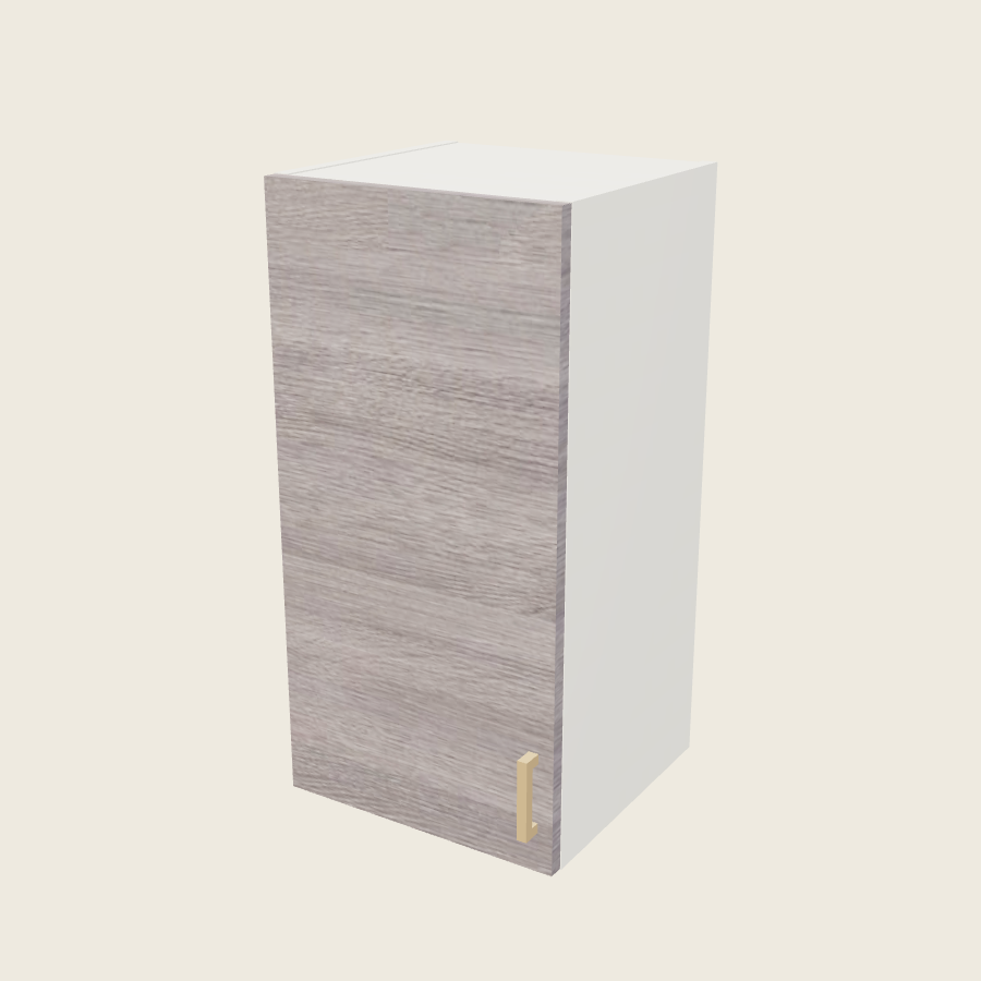 Torino Gray Wood Single Door Wall Cabinet - W1530 — 2020 catalog rendering; left-hand arrangement shown; finish and installed options are illustrative