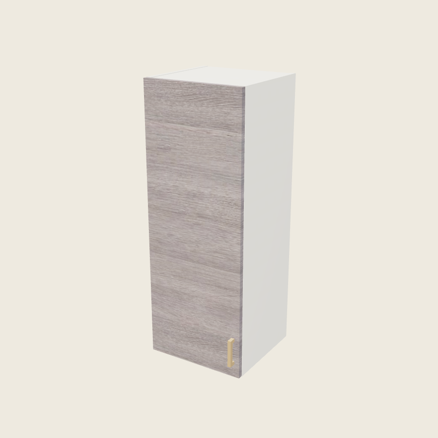 Torino Gray Wood Single Door Wall Cabinet - W1540 — 2020 catalog rendering; left-hand arrangement shown; finish and installed options are illustrative