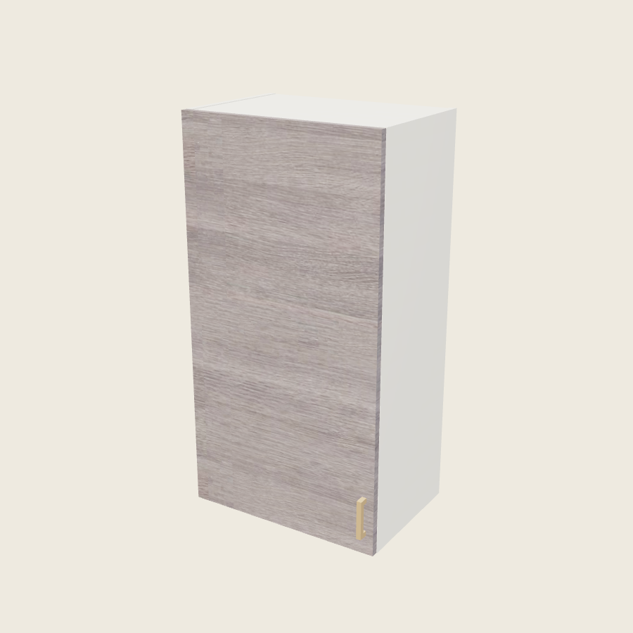 Torino Gray Wood Single Door Wall Cabinet - W2140 — 2020 catalog rendering; left-hand arrangement shown; finish and installed options are illustrative