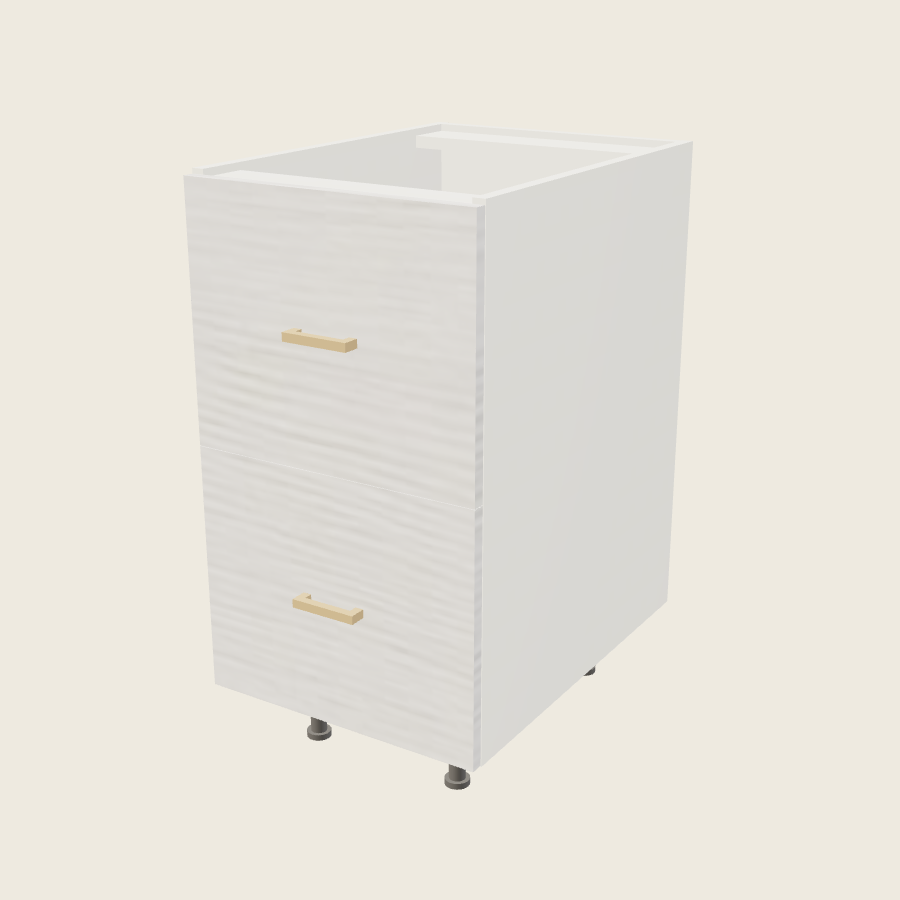 Torino White Pine Two Drawer Base - 2DB18 — 2020 catalog rendering; finish and installed options are illustrative