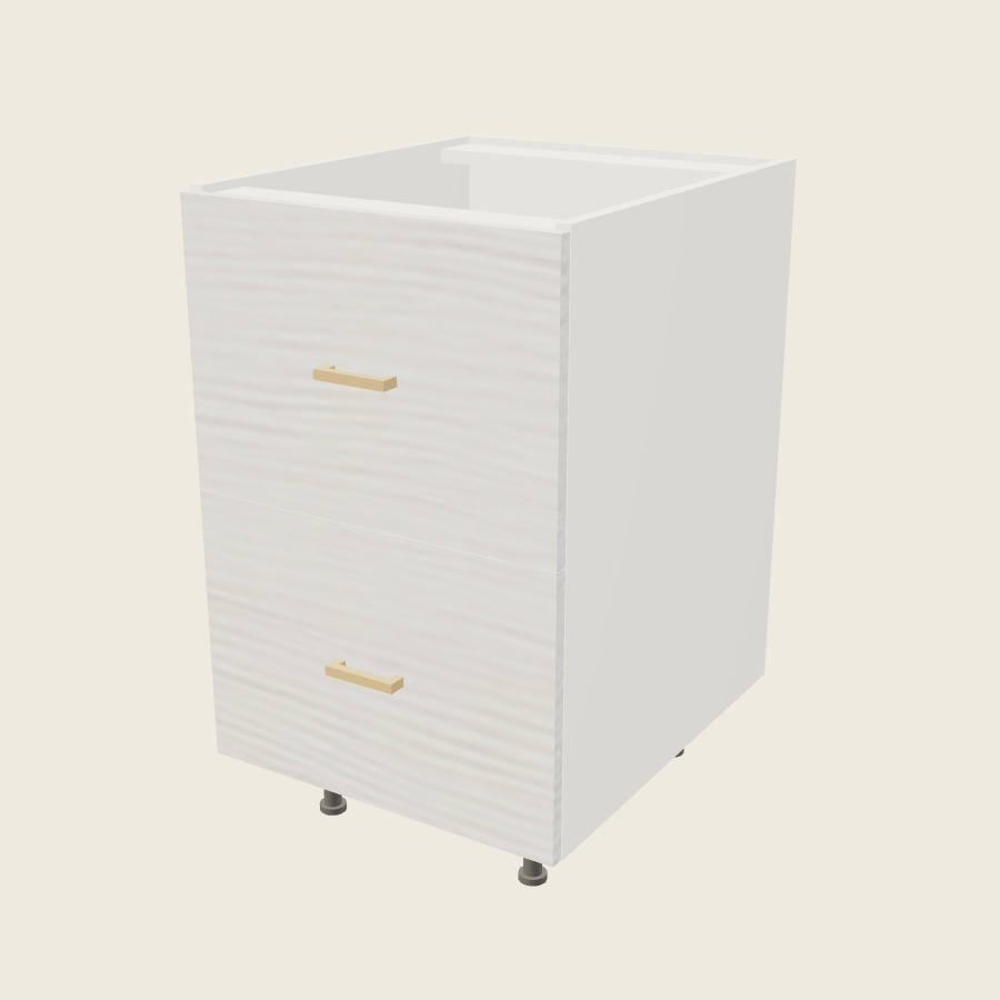 Torino White Pine Two Drawer Base - 2DB21 — 2020 catalog rendering; finish and installed options are illustrative