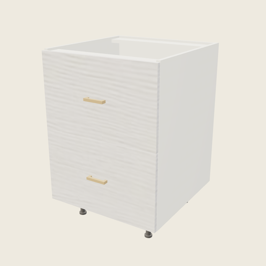 Torino White Pine Two Drawer Base - 2DB24 — 2020 catalog rendering; finish and installed options are illustrative