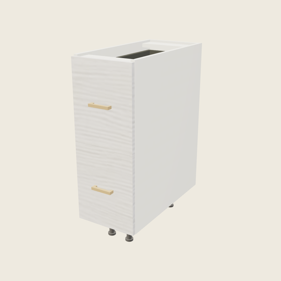 Torino White Pine Two Drawer Bases with One Inner Drawer - 2DBID12 — 2020 catalog rendering; finish and installed options are illustrative