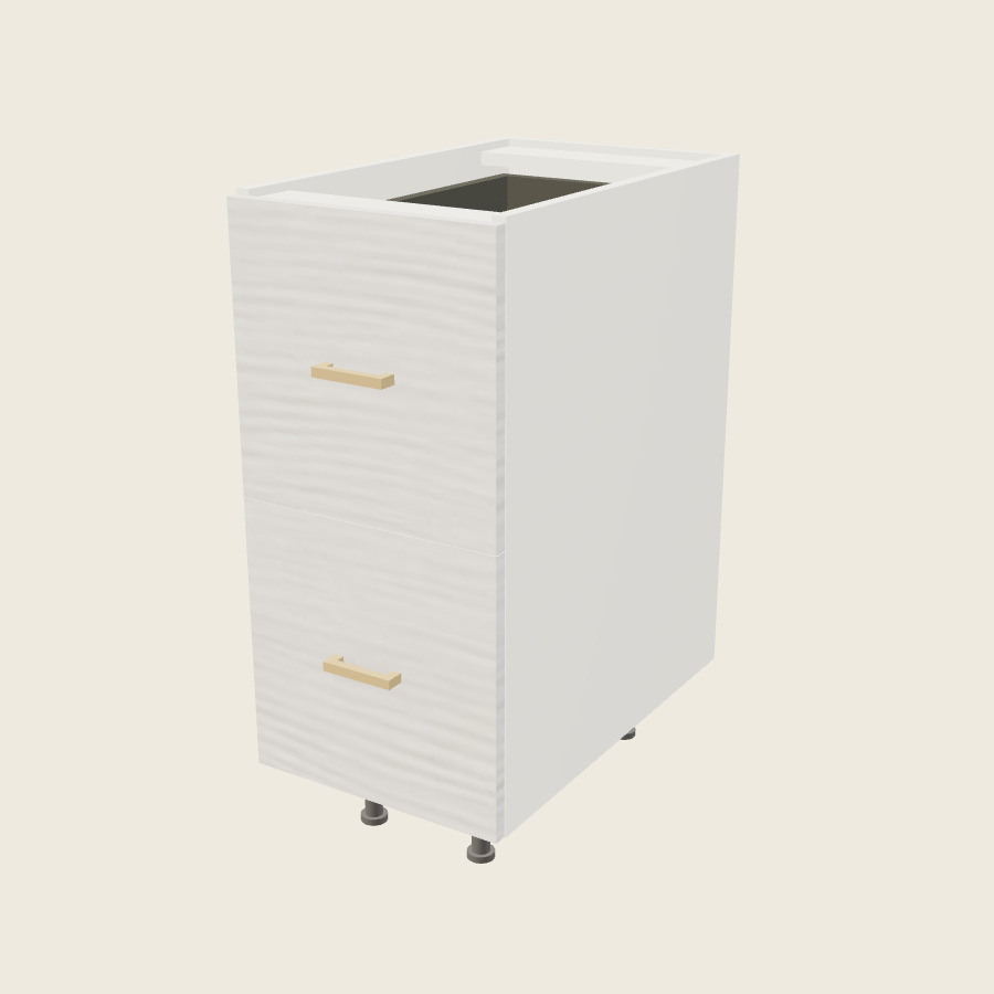 Torino White Pine Two Drawer Bases with One Inner Drawer - 2DBID15 — 2020 catalog rendering; finish and installed options are illustrative