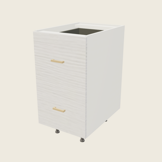 Torino White Pine Two Drawer Bases with One Inner Drawer - 2DBID18 — 2020 catalog rendering; finish and installed options are illustrative