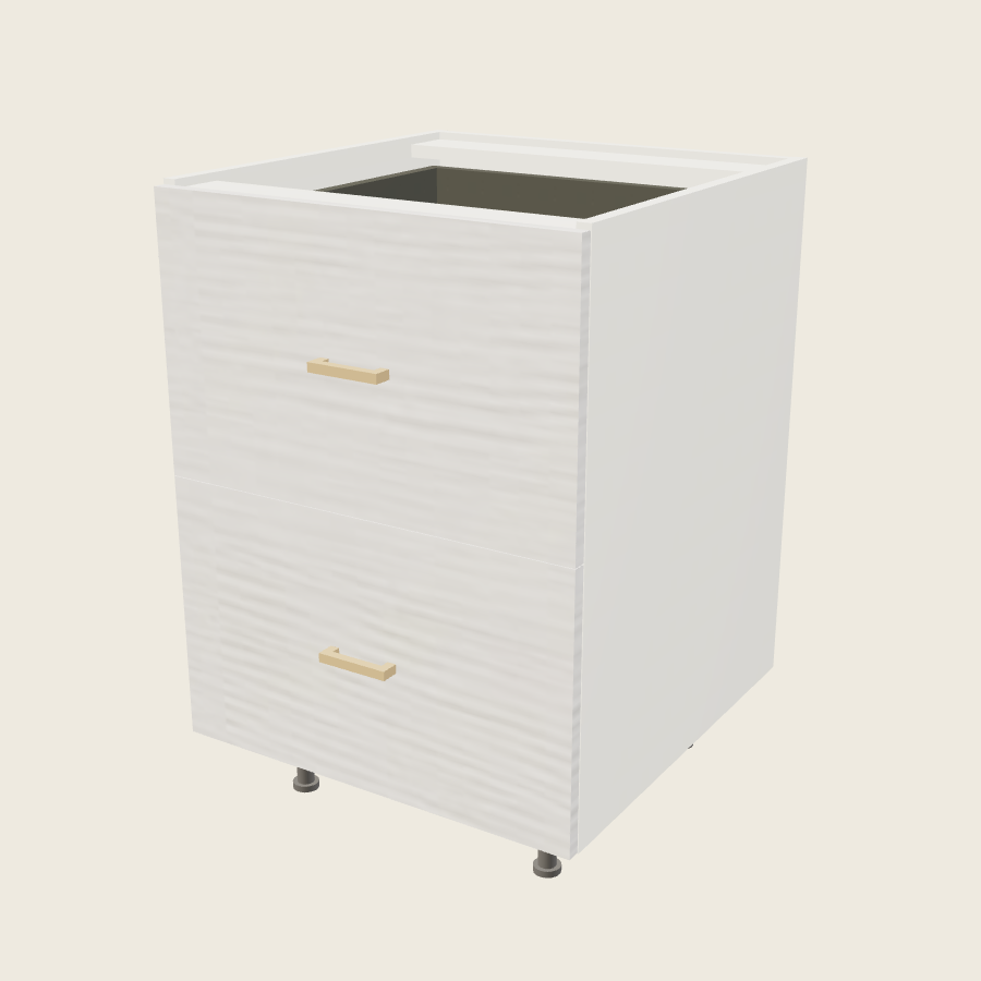 Torino White Pine Two Drawer Bases with One Inner Drawer - 2DBID24 — 2020 catalog rendering; finish and installed options are illustrative