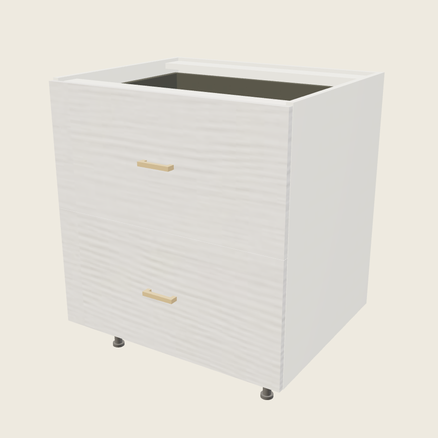 Torino White Pine Two Drawer Bases with One Inner Drawer - 2DBID30 — 2020 catalog rendering; finish and installed options are illustrative