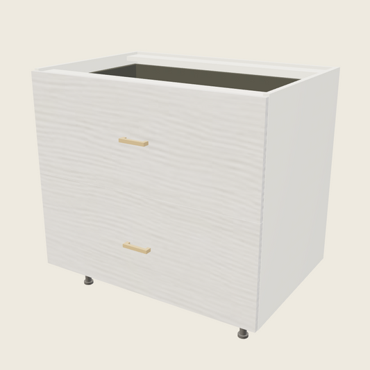 Torino White Pine Two Drawer Bases with One Inner Drawer - 2DBID36 — 2020 catalog rendering; finish and installed options are illustrative