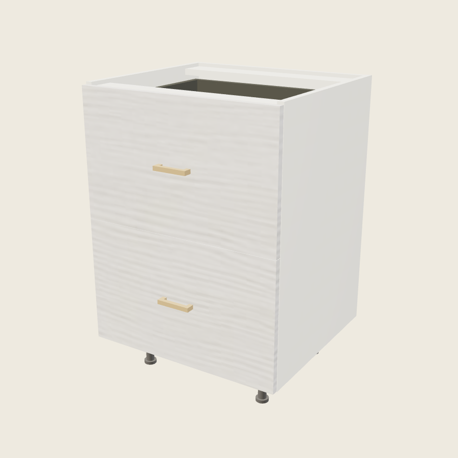 Torino White Pine Two Drawer with One Inner Drawer Vanity Base - 2VDBID24 — 2020 catalog rendering; finish and installed options are illustrative