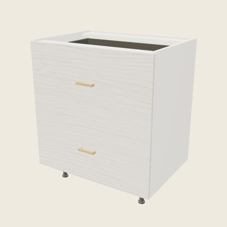 Torino White Pine Two Drawer with One Inner Drawer Vanity Base - 2VDBID30 — 2020 catalog rendering; finish and installed options are illustrative
