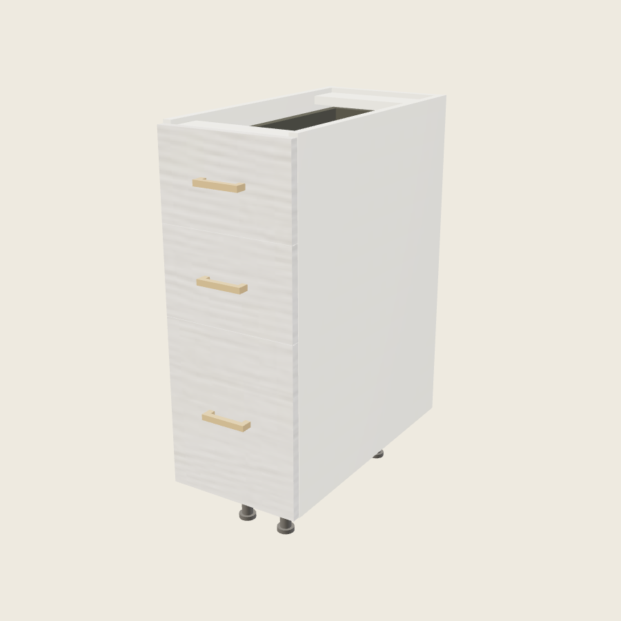 Torino White Pine Three Drawer Base - 3DB12 — 2020 catalog rendering; finish and installed options are illustrative