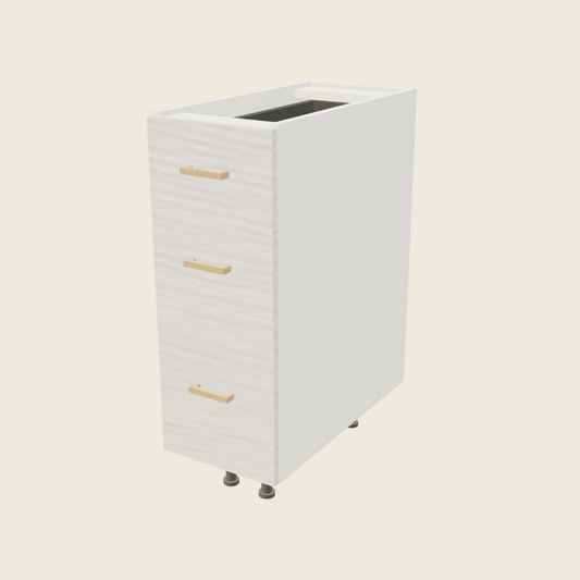 Torino White Pine Three Drawer Base - 3DB12 — 2020 catalog rendering; finish and installed options are illustrative