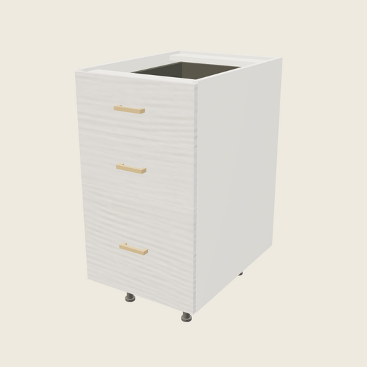 Torino White Pine Three Drawer Base - 3DB18 — 2020 catalog rendering; finish and installed options are illustrative