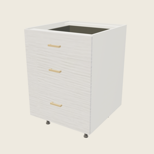 Torino White Pine Three Drawer Base - 3DB24 — 2020 catalog rendering; finish and installed options are illustrative