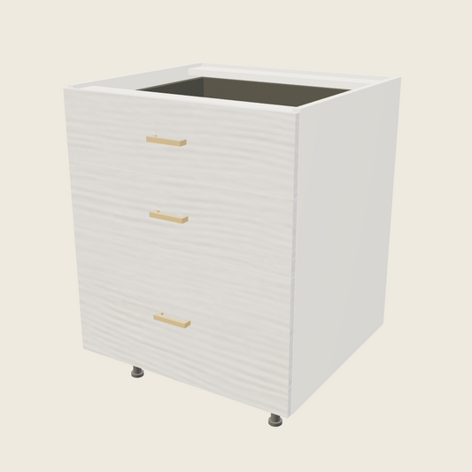 Torino White Pine Three Drawer Base - 3DB27 — 2020 catalog rendering; finish and installed options are illustrative