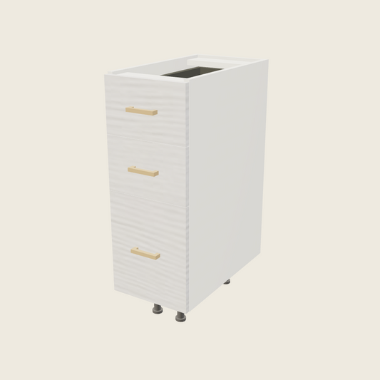 Torino White Pine Three Drawer Vanity Base - 3VDB12 — 2020 catalog rendering; finish and installed options are illustrative