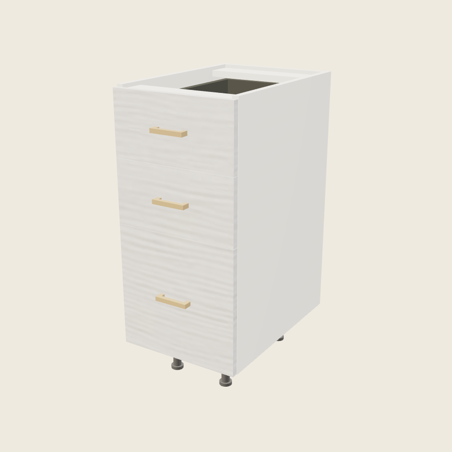 Torino White Pine Three Drawer Vanity Base - 3VDB15 — 2020 catalog rendering; finish and installed options are illustrative