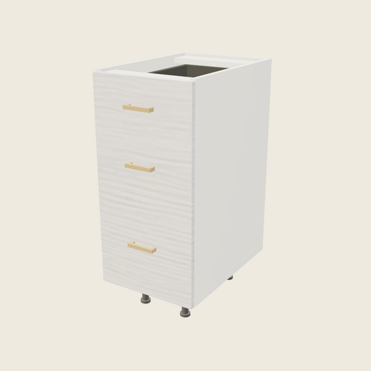 Torino White Pine Three Drawer Vanity Base - 3VDB15 — 2020 catalog rendering; finish and installed options are illustrative
