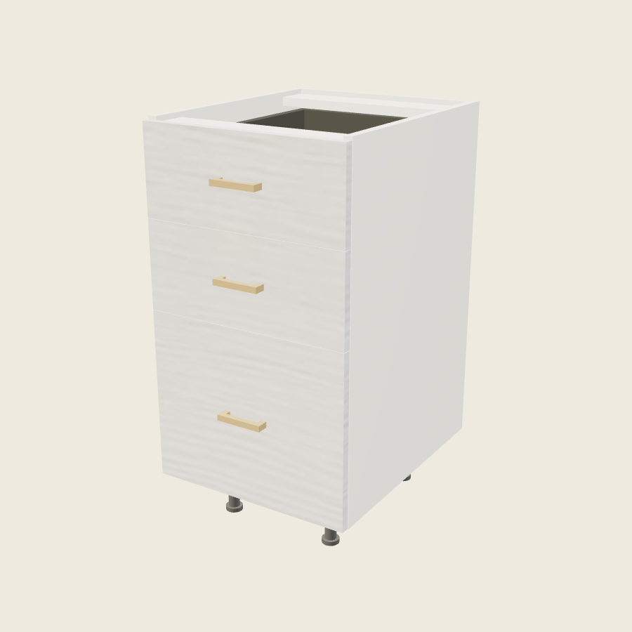 Torino White Pine Three Drawer Vanity Base - 3VDB18 — 2020 catalog rendering; finish and installed options are illustrative