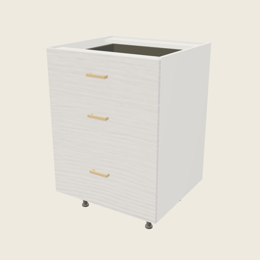 Torino White Pine Three Drawer Vanity Base - 3VDB24 — 2020 catalog rendering; finish and installed options are illustrative