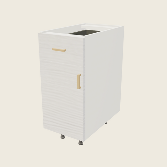 Torino White Pine Single Door Single Drawer Base - B15 — 2020 catalog rendering; left-hand arrangement shown; finish and installed options are illustrative