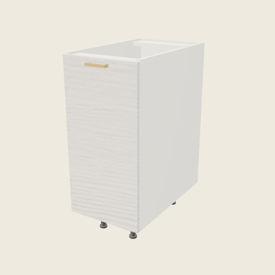 Torino White Pine Full Height Door Base with Single Trash Can Pullout - B15FHTCPO — 2020 catalog rendering; finish and installed options are illustrative