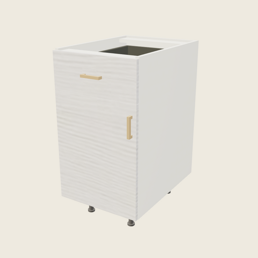 Torino White Pine Single Door Single Drawer Base - B18 — 2020 catalog rendering; left-hand arrangement shown; finish and installed options are illustrative