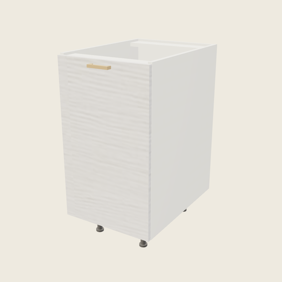 Torino White Pine Full Height Door Base with Double Trash Can Pullout - B18FHTCPO — 2020 catalog rendering; finish and installed options are illustrative