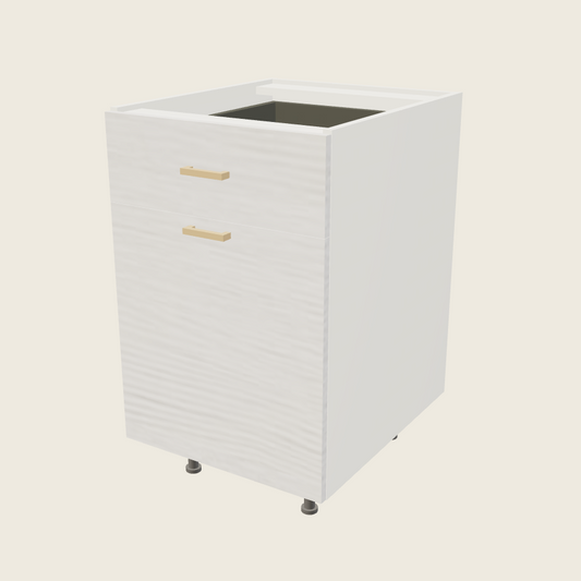 Torino White Pine Single Door Single Drawer Bases with Double Trash Can Pullout - B21TCPO — 2020 catalog rendering; finish and installed options are illustrative