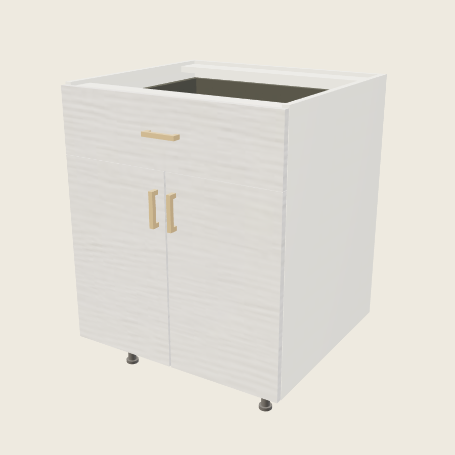 Torino White Pine Double Door Single Drawer Base - B27 — 2020 catalog rendering; finish and installed options are illustrative