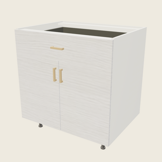 Torino White Pine Double Door Single Drawer Base - B33 — 2020 catalog rendering; finish and installed options are illustrative