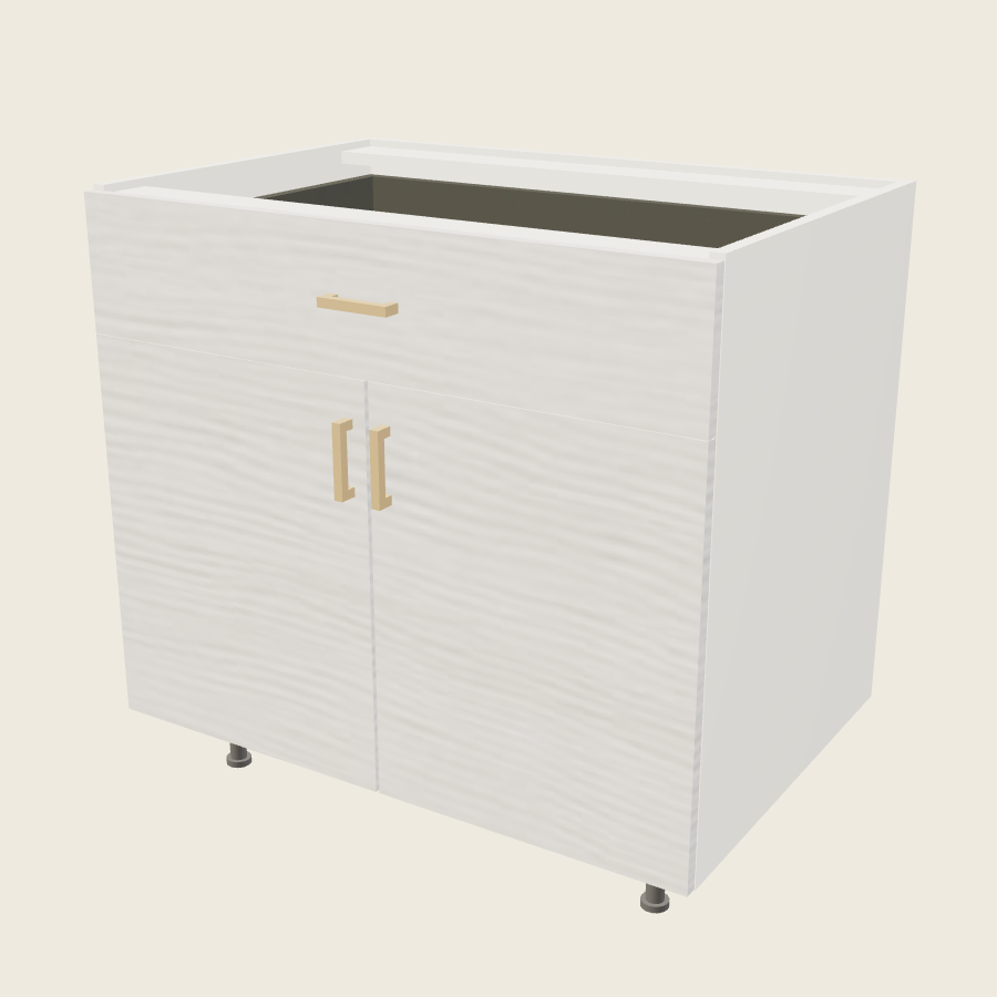 Torino White Pine Double Door Single Drawer Base - B36 — 2020 catalog rendering; finish and installed options are illustrative