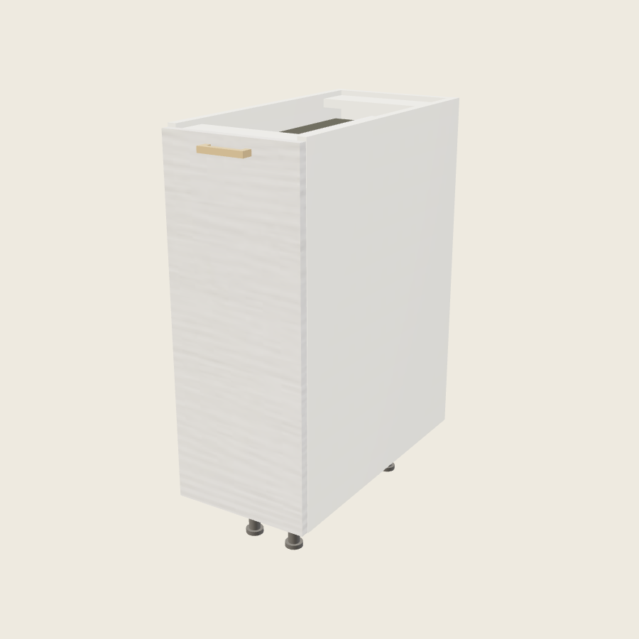 Torino White Pine Full Height Door Bases with Organizer Pullout - BPO12FH — 2020 catalog rendering; finish and installed options are illustrative