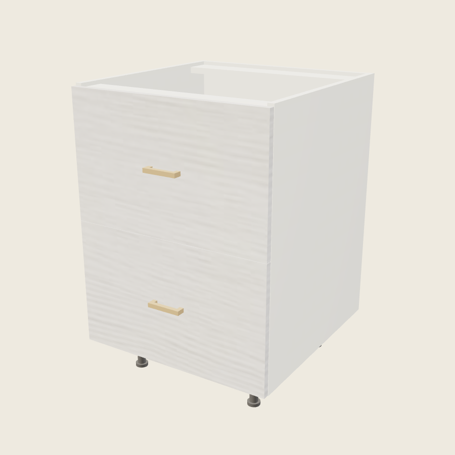 Torino White Pine Two Drawer Range Base - RB2DB24 — 2020 catalog rendering; finish and installed options are illustrative