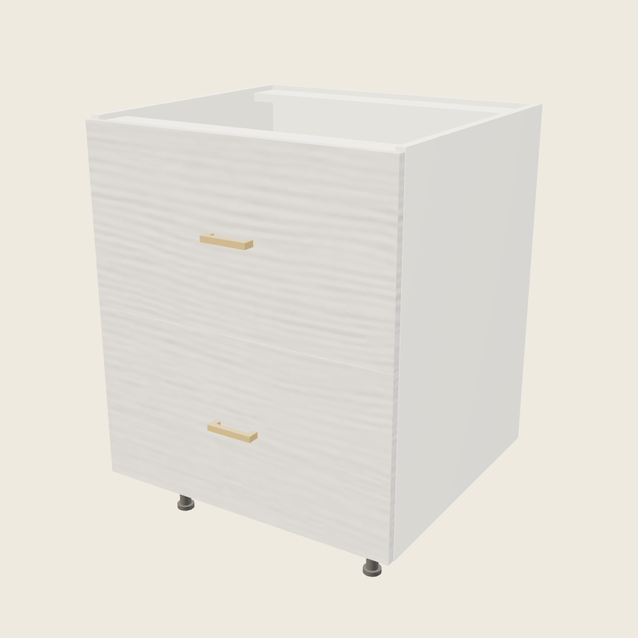 Torino White Pine Two Drawer Range Base - RB2DB27 — 2020 catalog rendering; finish and installed options are illustrative