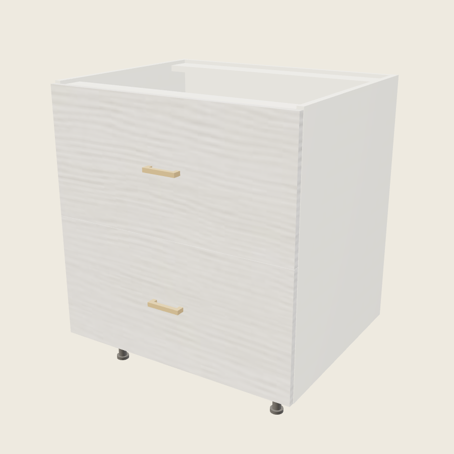 Torino White Pine Two Drawer Range Base - RB2DB30 — 2020 catalog rendering; finish and installed options are illustrative