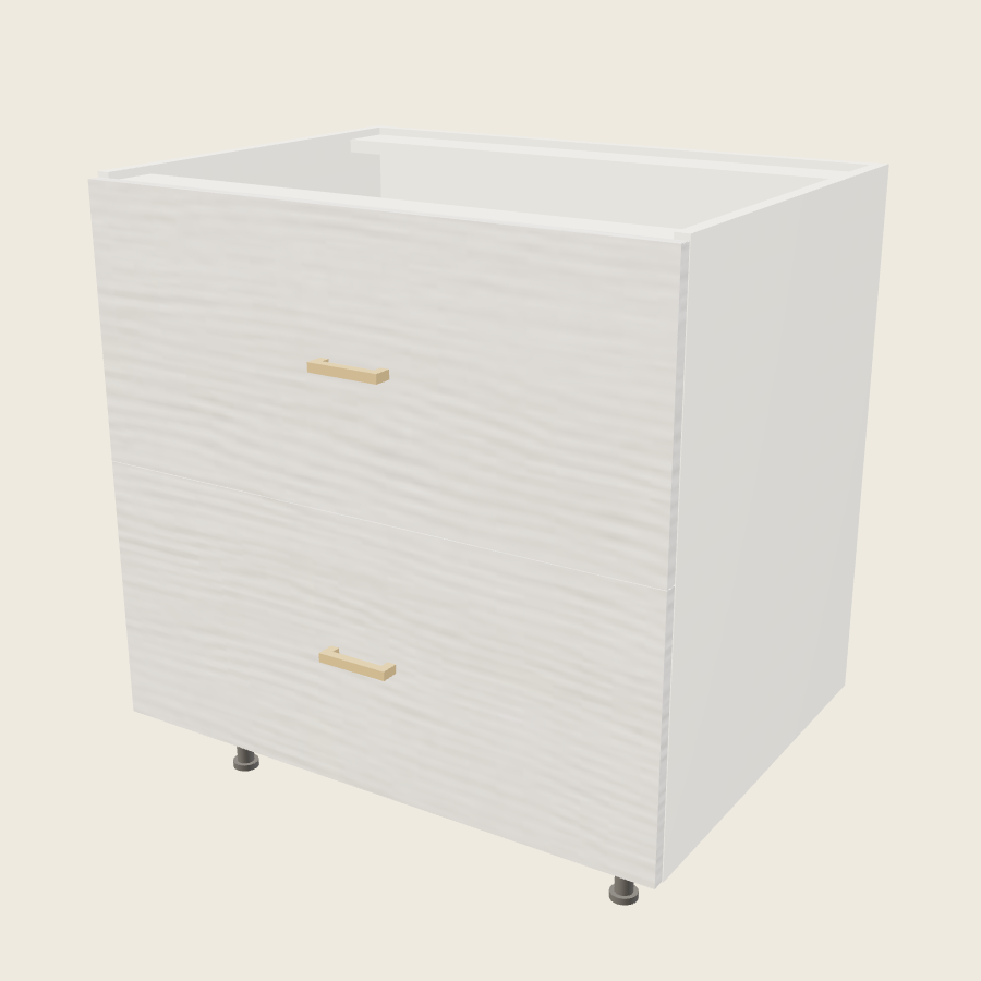 Torino White Pine Two Drawer Range Base - RB2DB33 — 2020 catalog rendering; finish and installed options are illustrative