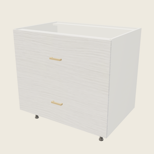 Torino White Pine Two Drawer Range Base - RB2DB36 — 2020 catalog rendering; finish and installed options are illustrative