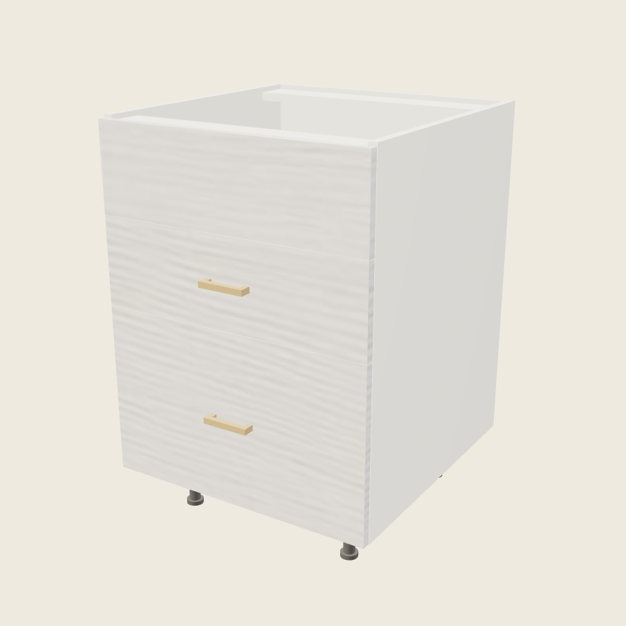 Torino White Pine Two Drawer One False Drawer Front Range Base - RB3DB24 — 2020 catalog rendering; finish and installed options are illustrative