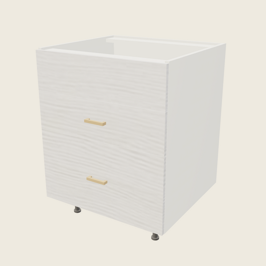 Torino White Pine Two Drawer One False Drawer Front Range Base - RB3DB27 — 2020 catalog rendering; finish and installed options are illustrative
