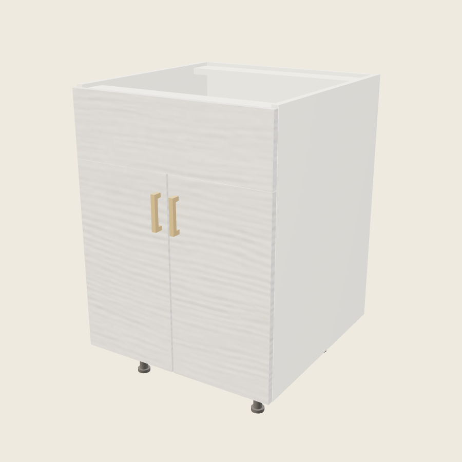 Torino White Pine Double Door Single False Drawer Front Sink Base - SB24 — 2020 catalog rendering; finish and installed options are illustrative