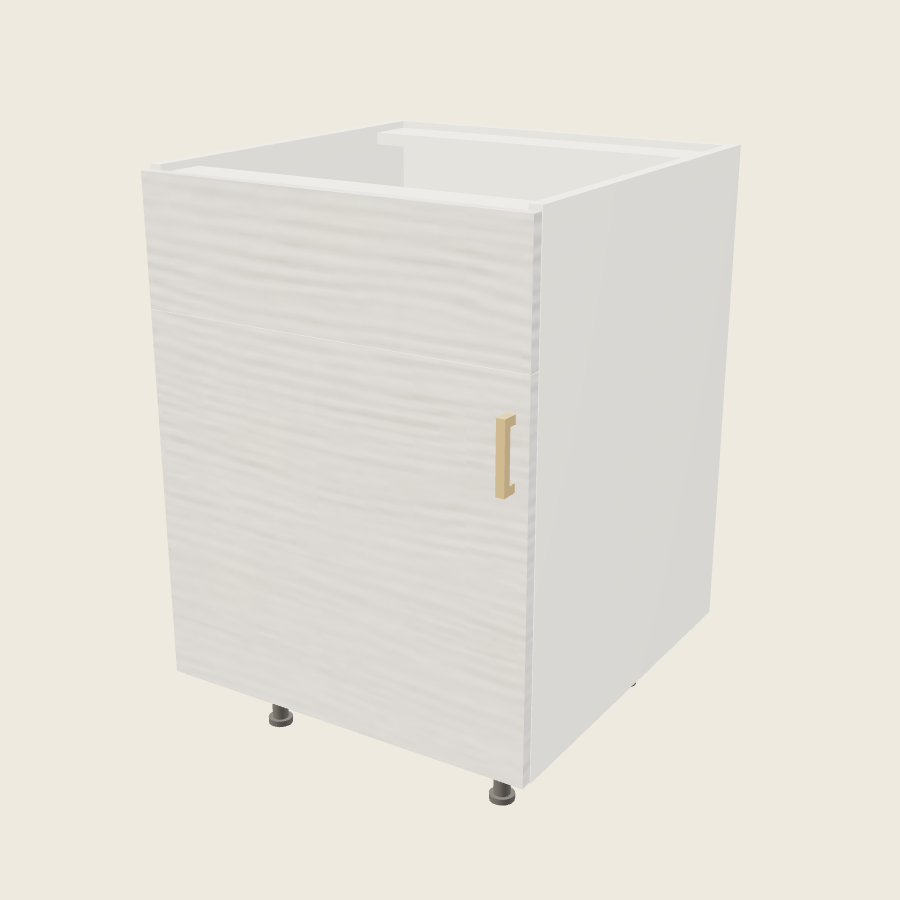 Torino White Pine Single Door Single False Drawer Front Sink Base - SB24S — 2020 catalog rendering; left-hand arrangement shown; finish and installed options are illustrative