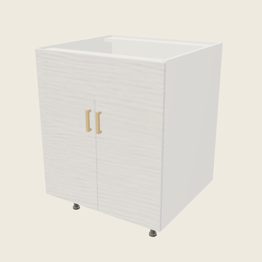 Torino White Pine Double Door Single False Drawer Front Sink Base - SB27 — 2020 catalog rendering; finish and installed options are illustrative