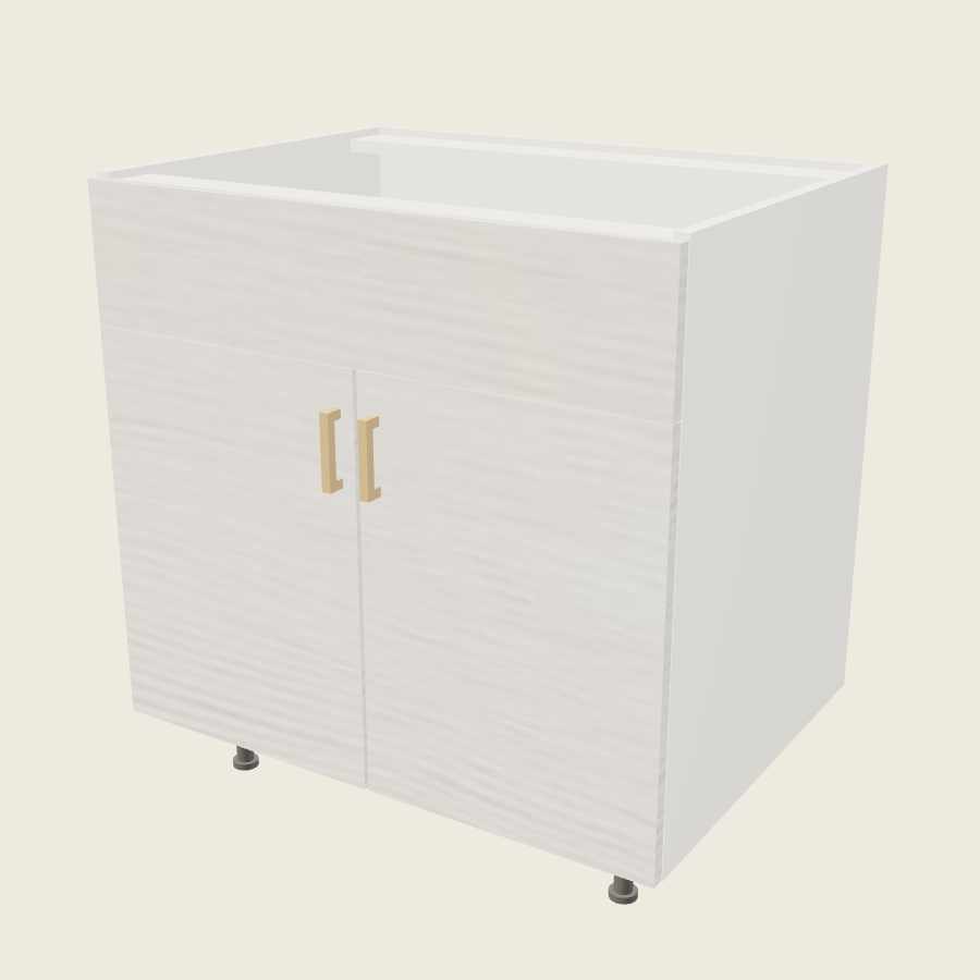 Torino White Pine Double Door Single False Drawer Front Sink Base - SB33 — 2020 catalog rendering; finish and installed options are illustrative